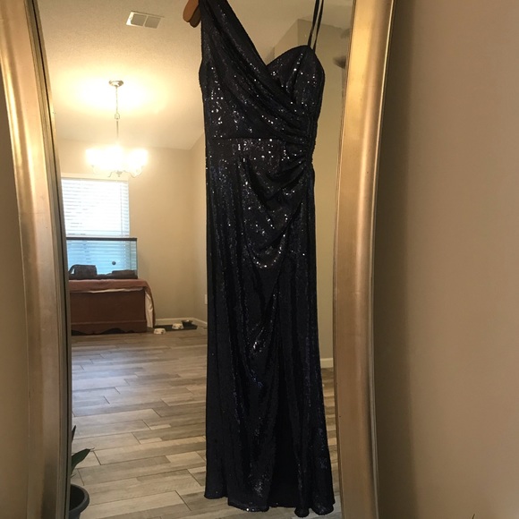 Navy Sequin Formal Dress - Picture 2 of 8